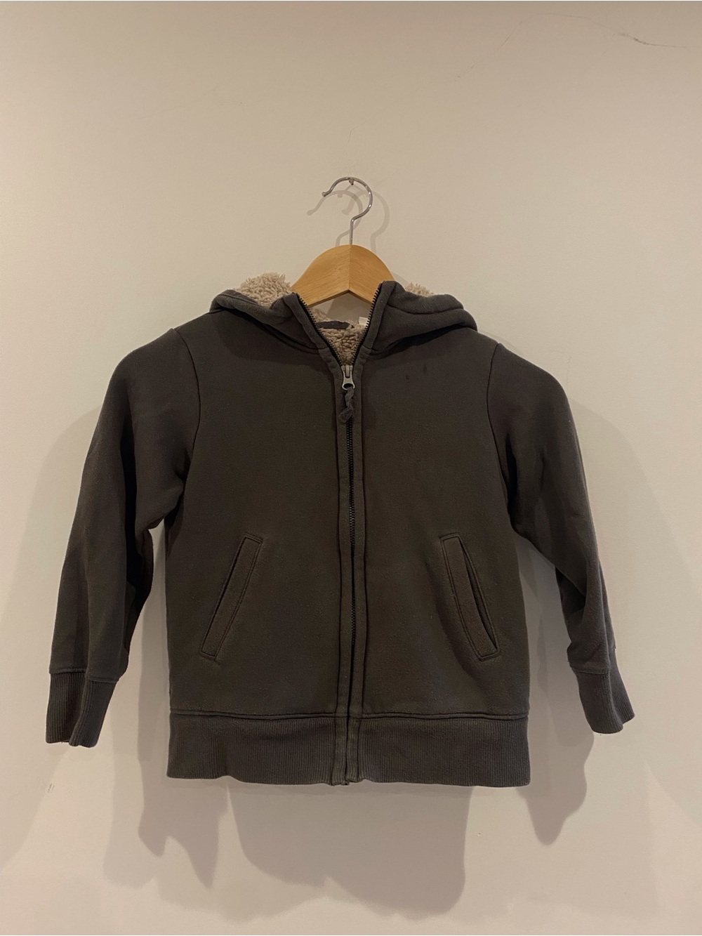 Uniqlo Kids Sherpa-Lined Hooded Zip Jacket - Dark Gray
